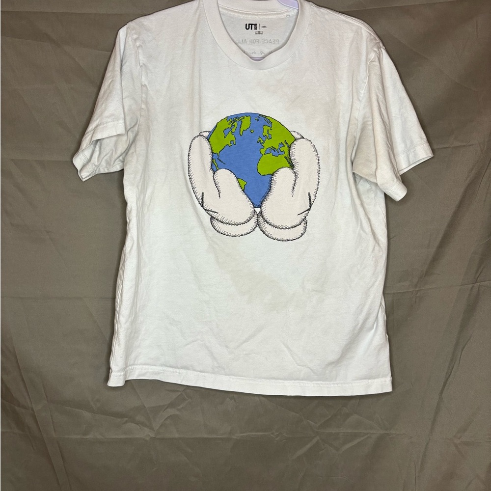 Kaws White T-Shirt with Earth Graphic